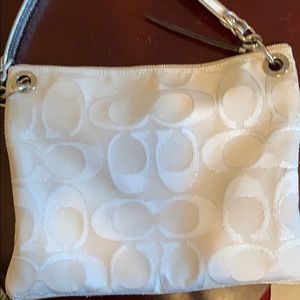 Coach Authentic silver/white canvas/leather EUC!